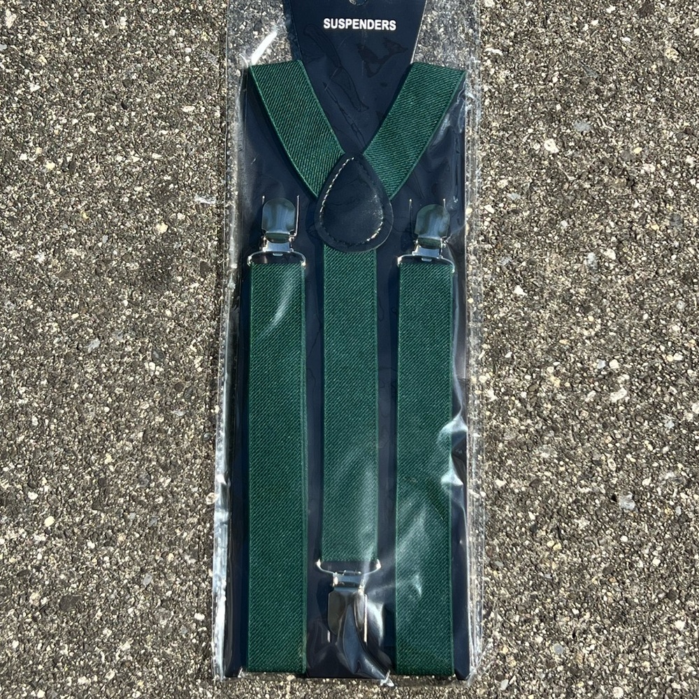 Forest green suspenders NWT